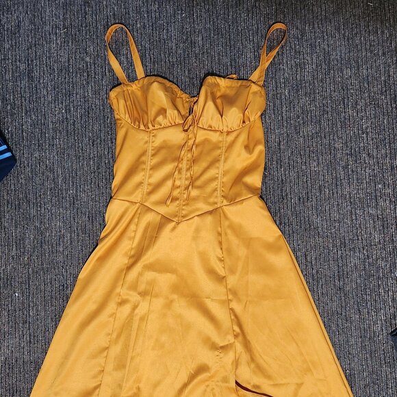Gold Satin Corset Dress - Picture 1 of 5